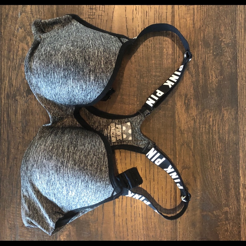 Victoria’s Secret pink gray racer back bra